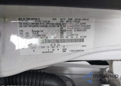 2012 Ford Focus Sel из США, поврежденный, VIN 1FAHP3M2XCL390254